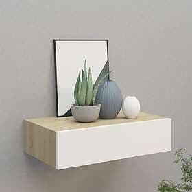 vidaXL Wall Mounted Drawer Oak and White 40x23.5x10 cm MDF 330249