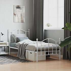 vidaXL Bed Frame med huvudgavel och fotgavel vit metall 90x200 cm 353499