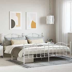 vidaXL Bed Frame med huvudgavel och fotgavel vit metall 193x203 cm 353512