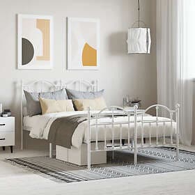 vidaXL Bed Frame med huvudgavel och fotgavel vit metall 120x200 cm 353504