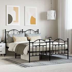 vidaXL Bed Frame med huvudgavel och fotgavel svart metall 135x190 cm 353456