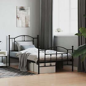 vidaXL Bed Frame med huvudgavel och fotgavel svart metall 100x190 cm 353451