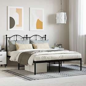 vidaXL Bed Frame med huvudgavel metall svart 135x190 cm 353438