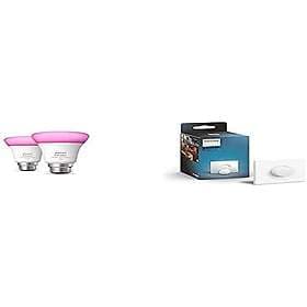 Philips Hue White & Colour Ambiance Smart Light Bulb Twin Pack LED [B22] with Bl