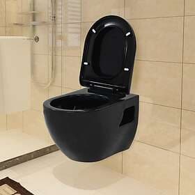 vidaXL Wall-hung Ceramic Toilet (Black)