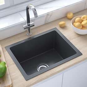vidaXL Handgjord Kitchen Sink Black Stainless Steel