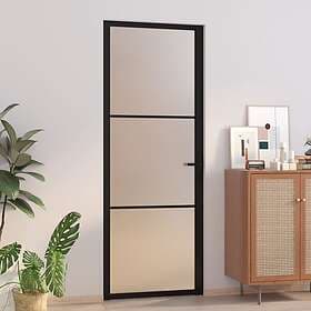 vidaXL Internal Door 76x201.5 cm svart matt glass och aluminium 350552