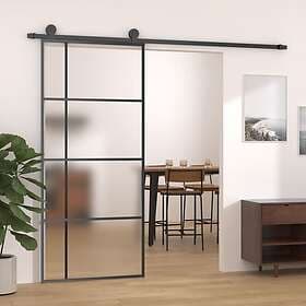 vidaXL Sliding Door frostat ESG-glass och aluminium 90x205 cm svart 151683