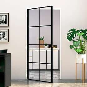 vidaXL Internal Door Slim 93x201.5 cm Tempered Glass Aluminum