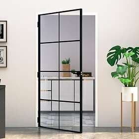 vidaXL Internal Door 102x201.5 cm härdat glass och aluminium slim 153665