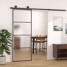 vidaXL Sliding Door frostat ESG-glass och aluminium 76x205 cm svart 151655