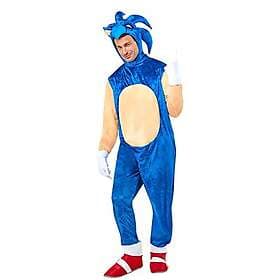 Rubies Sonic Deluxe kostym för vuxna, Jumpsuit med stövlar och handskar, Sega-of