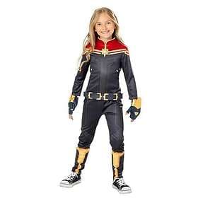 Rubies Captain Marvel Deluxe Costume Girls, Printed Jumpsuit and Gloves