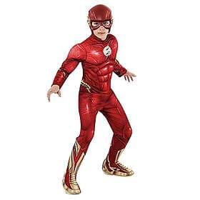 Rubies The Flash Deluxe Costume Jumpsuit with Muscular Chest, Boots and Mask
