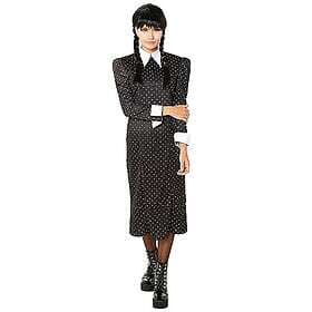 Rubies Wednesday Addams Costume Women Black Printed Dress Officer Wednesday Hall