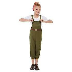 Smiffys 50741M WW2 Little Land Girl kostym, grön, M – ålder 7–9 år