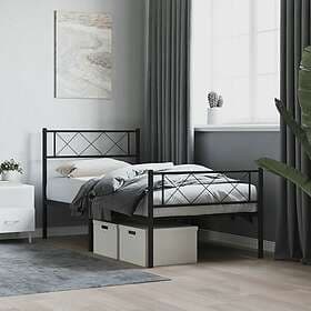 vidaXL Bed Frame med huvudgavel och fotgavel svart metall 75x190 cm 372285