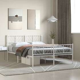 vidaXL Bed Frame med huvudgavel och fotgavel vit metall 150x200 cm 372248