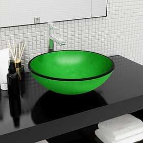 vidaXL Handfat härdat glas 42x14 cm grön 345264