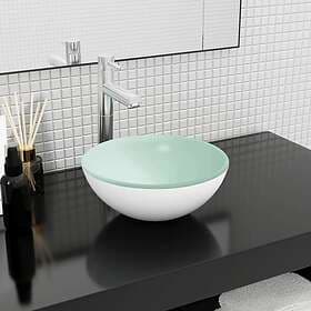 vidaXL Handfat härdat glas 30x12 cm vit 345253