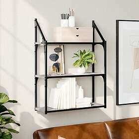 vidaXL Wall Shelf 3 Shelves Grey Sonoma 60x21x78.5 cm Engineered Wood 835452