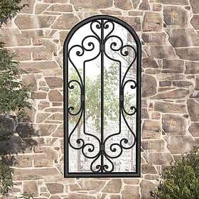 vidaXL Garden Mirror black 100x45cm iron for outdoor use 318374