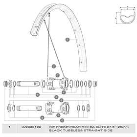 Mavic Xa Elite Tubeless Rim Kit Svart 650B 27.5´´ 2