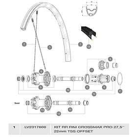 Mavic Crossmax Pro Tubeless Rear Rim Kit Svart 650B 27.5´´ 2