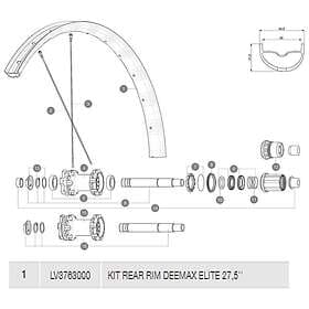 Mavic Deemax Elite Rear Rim Kit Svart 650B 27.5´´ 2