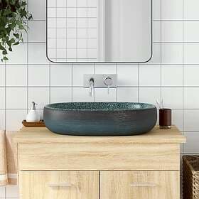 vidaXL Handfat turkos oval 59x40x14 cm keramik 155101