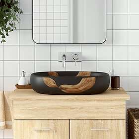 vidaXL Handfat svart oval 59x40x14 cm keramik 155106