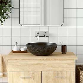 vidaXL Handfat svart rund Φ41x14 cm keramik 155058