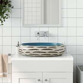 vidaXL Handfat flerfärgad oval 59x40x15 cm keramik 155085