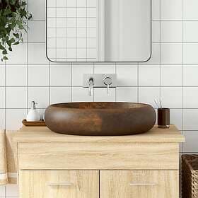 vidaXL Handfat brun oval 59x40x15 cm keramik 155084