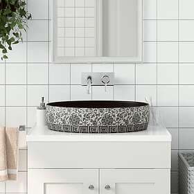 vidaXL Handfat svart och blå oval 56.5x36.5x13.5 cm keramik 155114