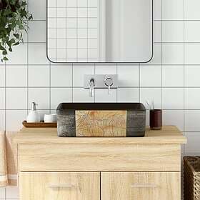 vidaXL Handfat svart och brun rektangulär 46x35.5x13 cm keramik 155076