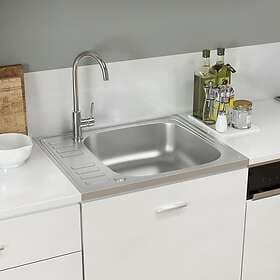 vidaXL 147230 Sink with Draining Board Silver 500x600x155mm Stainless Steel