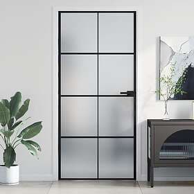 vidaXL Internal Door svart 93x201.5 cm härdat glass och aluminium slim 155129