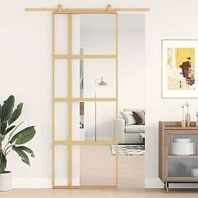vidaXL Sliding Door guld 76x205 cm klart ESG-glass och aluminium 155190