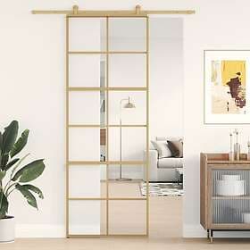 vidaXL Sliding Door guld 76x205 cm klart ESG-glass och aluminium 155166