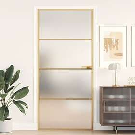 vidaXL Internal Door guld 93x201.5 cm härdat glass och aluminium slim 155138
