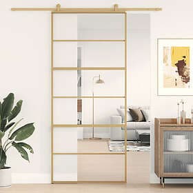 vidaXL Sliding Door guld 90x205 cm klart ESG-glass och aluminium 155161