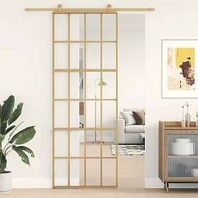 vidaXL Sliding Door guld 76x205 cm klart ESG-glass och aluminium 155172