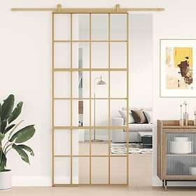 vidaXL Sliding Door guld 90x205 cm klart ESG-glass och aluminium 155173