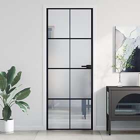 vidaXL Internal Door 76x201.5 cm Tempered Glass and Aluminum Slim
