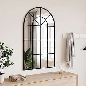 vidaXL Väggspegel svart 60x100 cm bågformad järn 358627