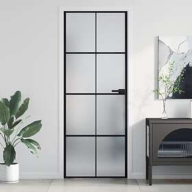 vidaXL Internal Door svart 76x201.5 cm härdat glass och aluminium slim 155125