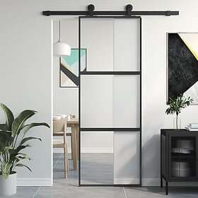 vidaXL Sliding Door svart 76x205 cm härdat glass och aluminium 155201