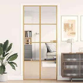 vidaXL Internal Door Slim 93x201.5 cm Tempered Glass Aluminum