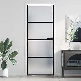 vidaXL Internal Door svart 76x201.5 cm härdat glass och aluminium slim 155117